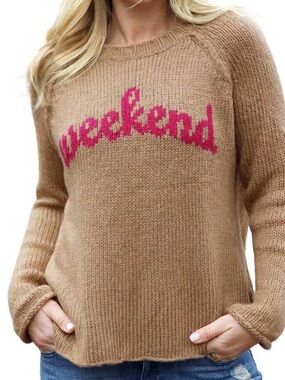 NEW Wooden Ships Weekend Raglan Crew Sweater In Brown Size XS/S